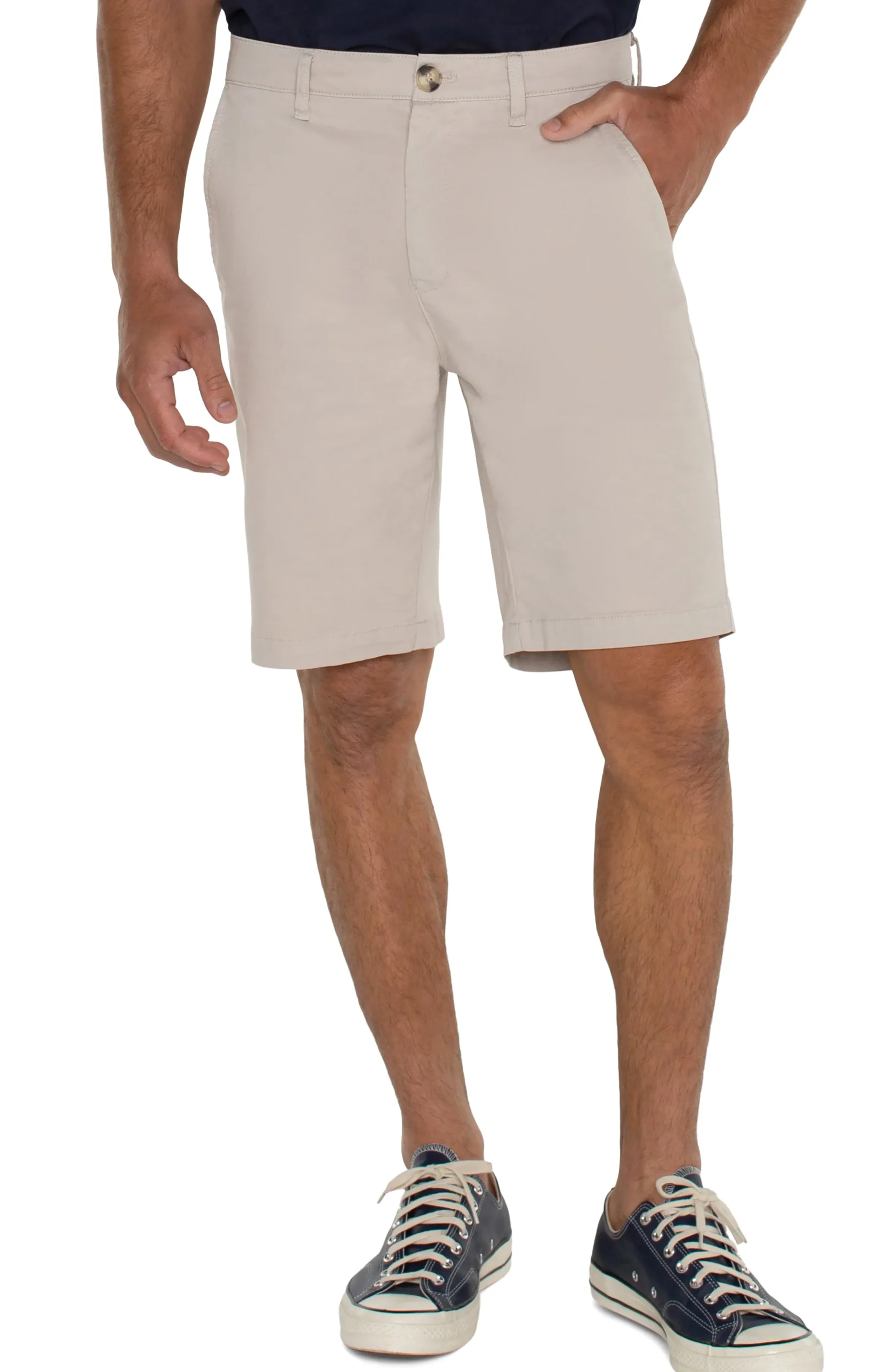 Liverpool Los Angeles Shorts-MODERN FIT TWILL SHORT Cement
