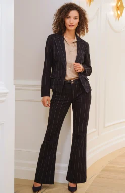 Liverpool Los Angeles Jackets-NOTCH COLLAR ONE BUTTON BLAZER Lapisindigostripe