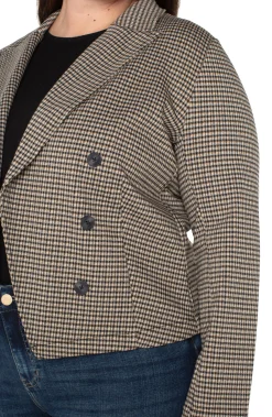 Liverpool Los Angeles Jackets-OPEN FRONT BLAZER Blacktancheck