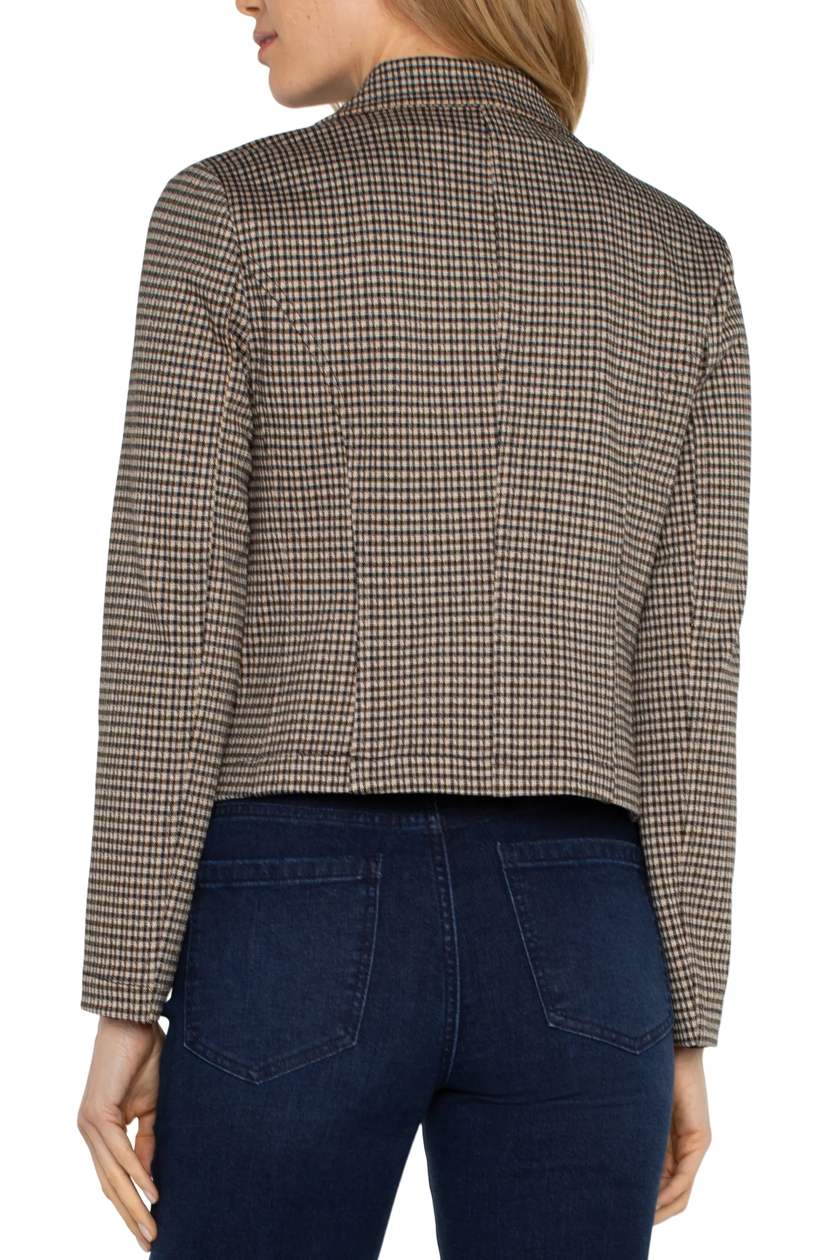 Liverpool Los Angeles Jackets-OPEN FRONT BLAZER Blacktancheck