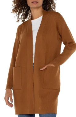 Liverpool Los Angeles Sweaters-OPEN FRONT CARDIGAN SWEATER Turmeric