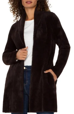 Liverpool Los Angeles Coatigans-OPEN FRONT COATIGAN SWEATER Mink