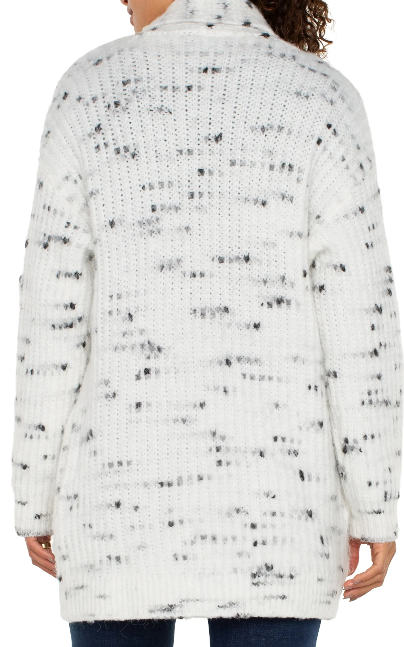 Liverpool Los Angeles Coatigans-OPEN FRONT COATIGAN SWEATER Porcelainwithblackflek