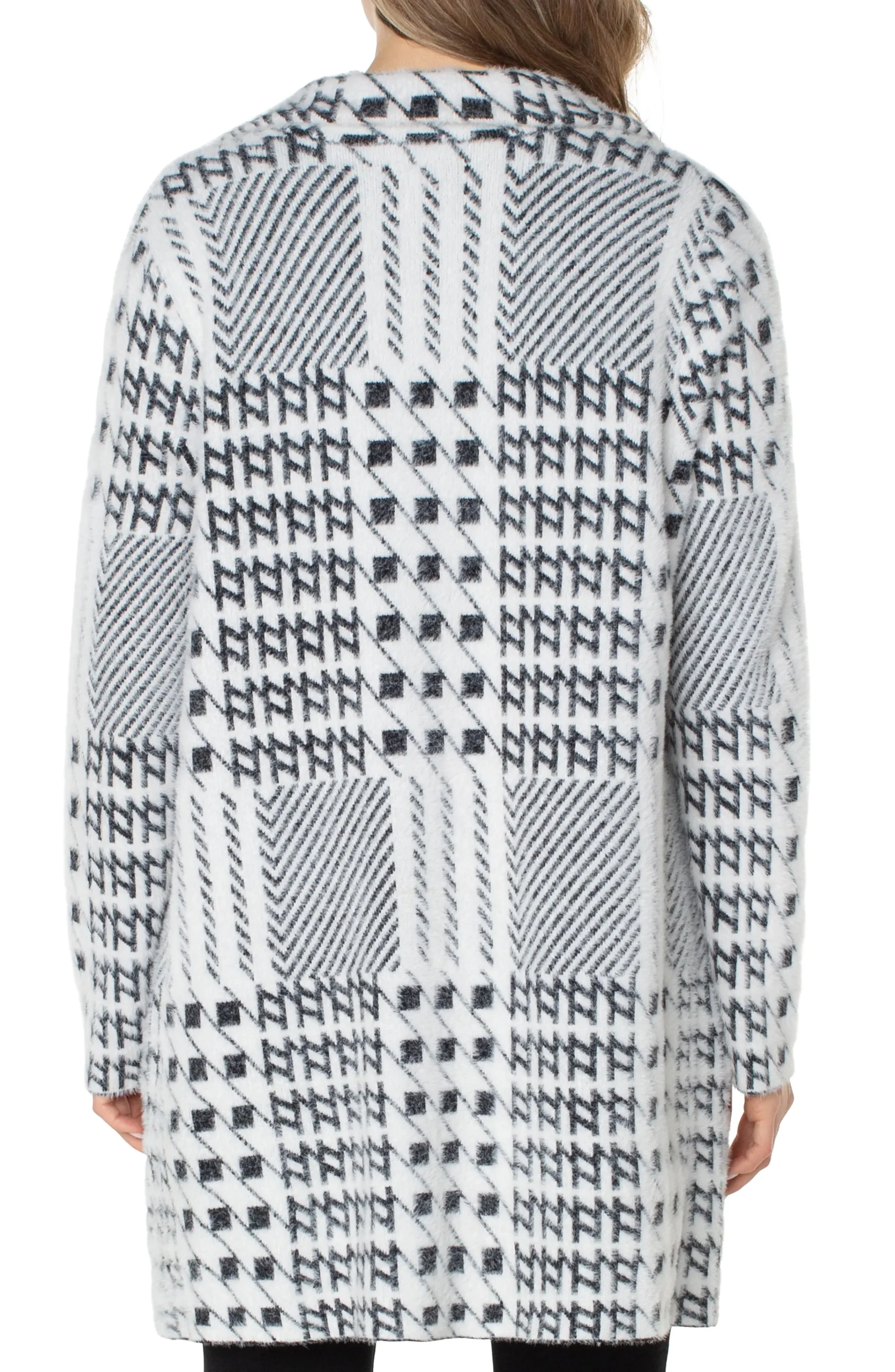 Liverpool Los Angeles Coatigans-OPEN FRONT COATIGAN SWEATER Blackwhitemixedplaid