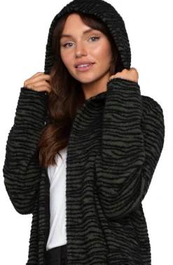 Liverpool Los Angeles Coatigans|Sweaters-OPEN FRONT COATIGAN SWEATER Darkolivestripe