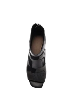 Liverpool Los Angeles Boots-PARK BOOTIE MULTI LEATHER PATCHWORK OPEN TOE Black