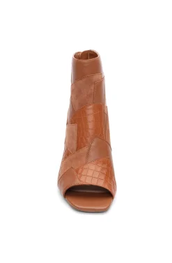 Liverpool Los Angeles Boots-PARK BOOTIE MULTI LEATHER PATCHWORK OPEN TOE Luggage