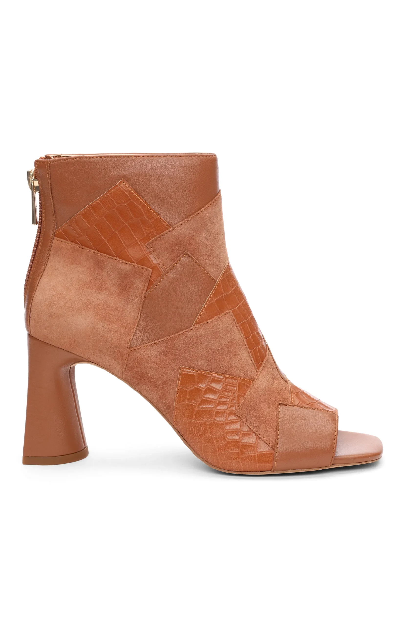 Liverpool Los Angeles Boots-PARK BOOTIE MULTI LEATHER PATCHWORK OPEN TOE Luggage