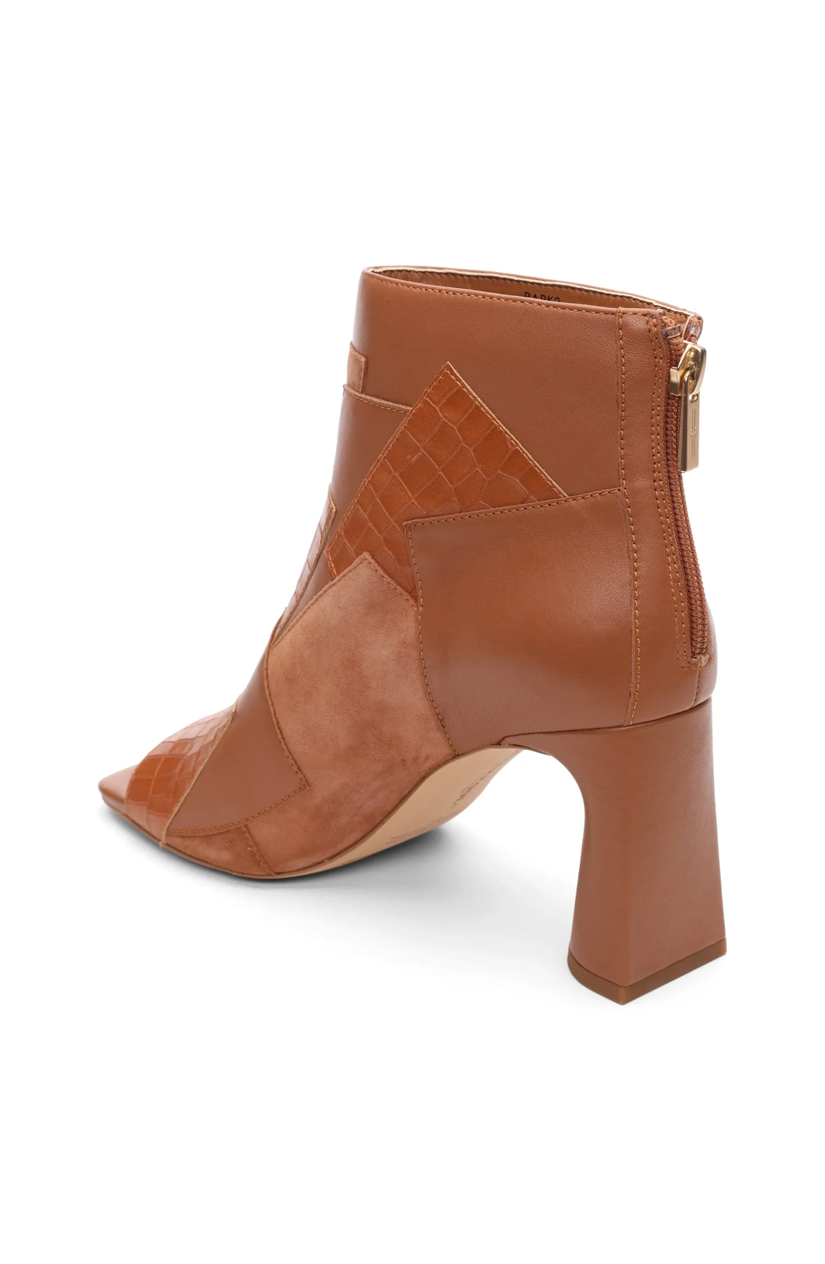 Liverpool Los Angeles Boots-PARK BOOTIE MULTI LEATHER PATCHWORK OPEN TOE Luggage
