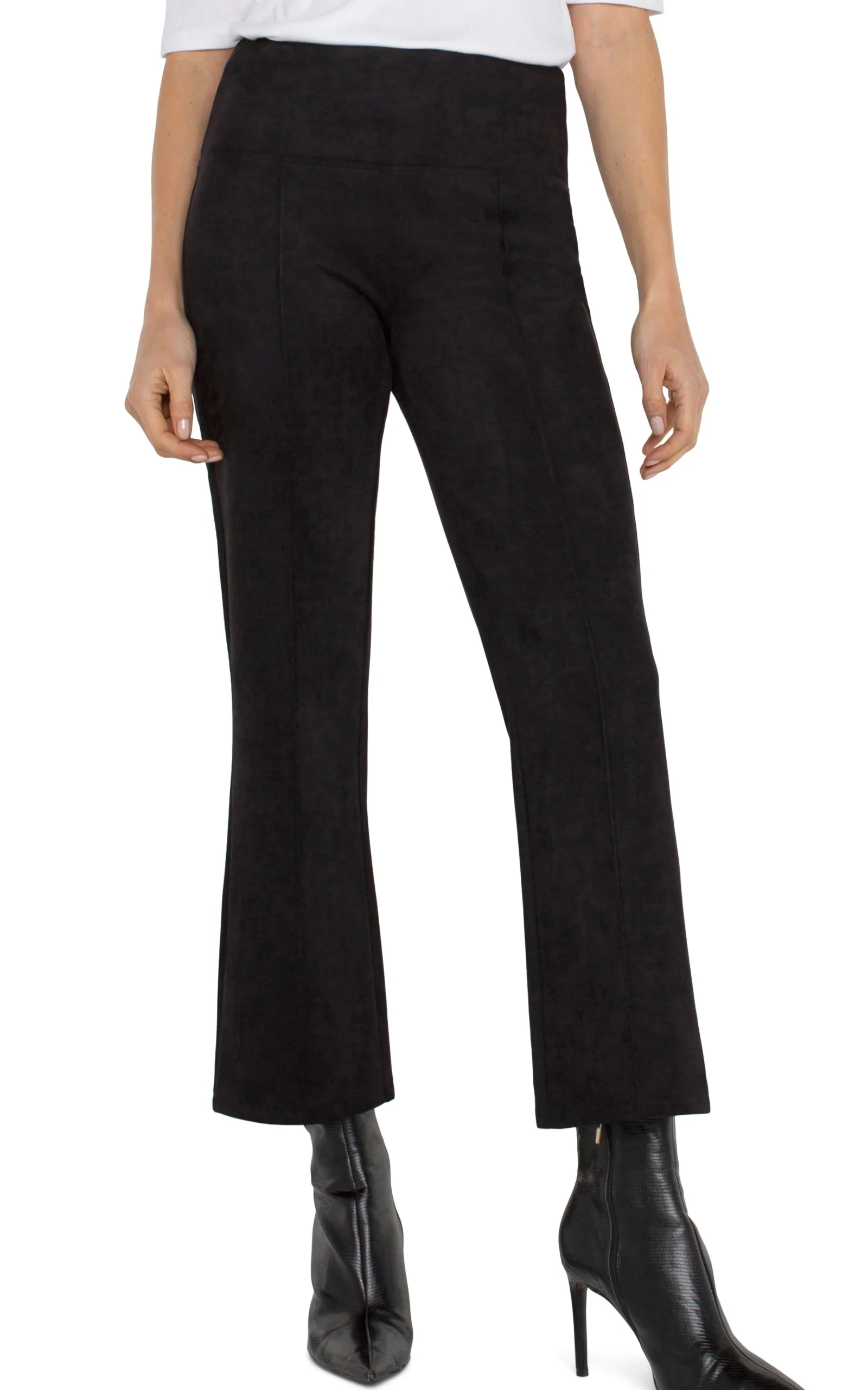 Liverpool Los Angeles Pants|Knit Pull-On-PEARL CROP FLARE Black