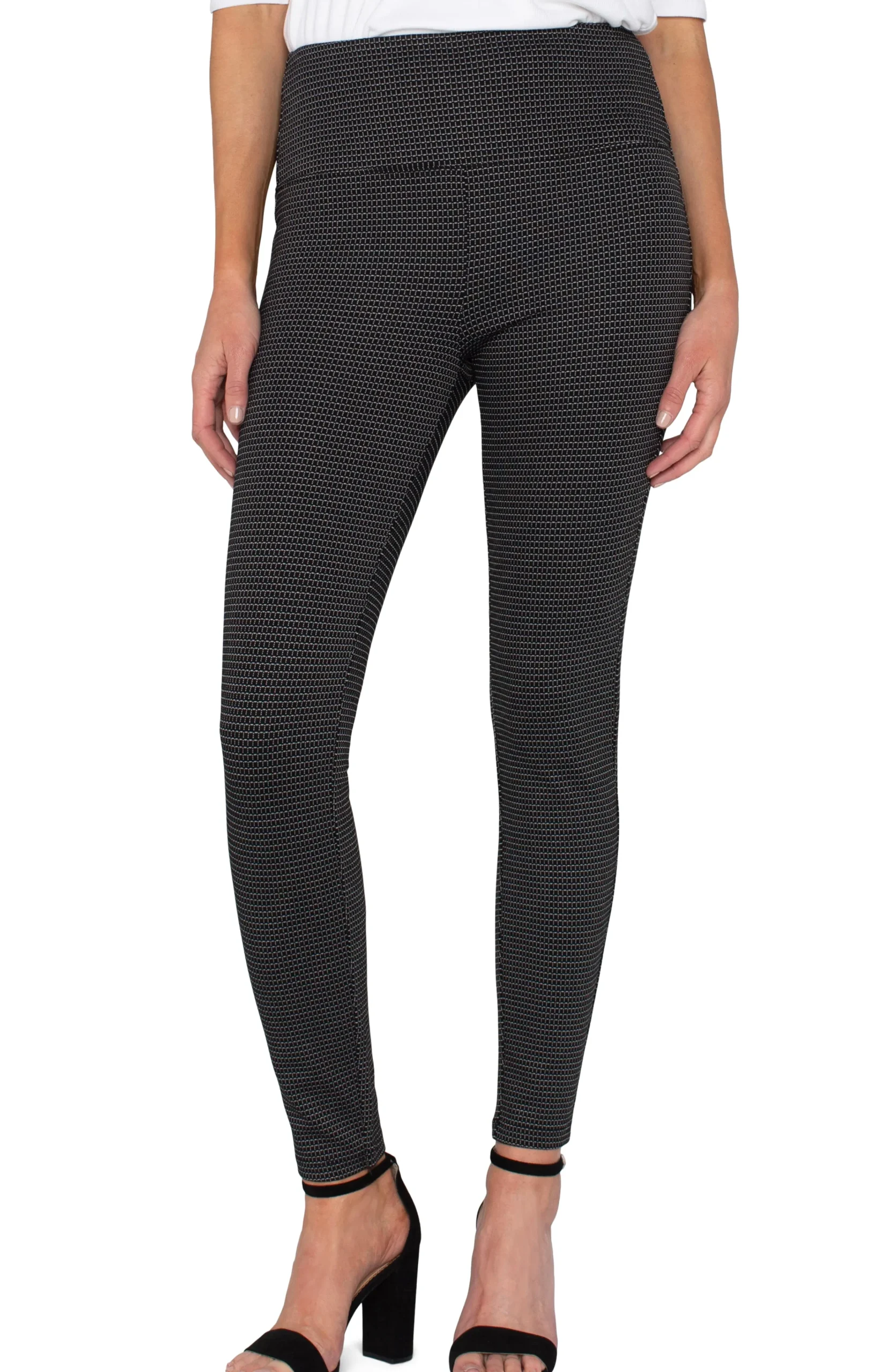 Liverpool Los Angeles Pants|Knit Pull-On-PEARL PULL-ON LEGGING Blackwhiteminigrid