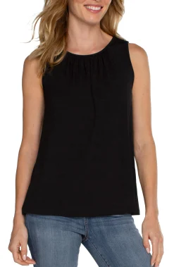 Liverpool Los Angeles Tops-PETITE A-LINE SLEEVELESS KNIT TOP Black