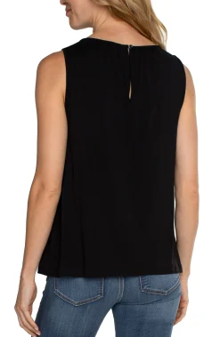 Liverpool Los Angeles Tops-PETITE A-LINE SLEEVELESS KNIT TOP Black