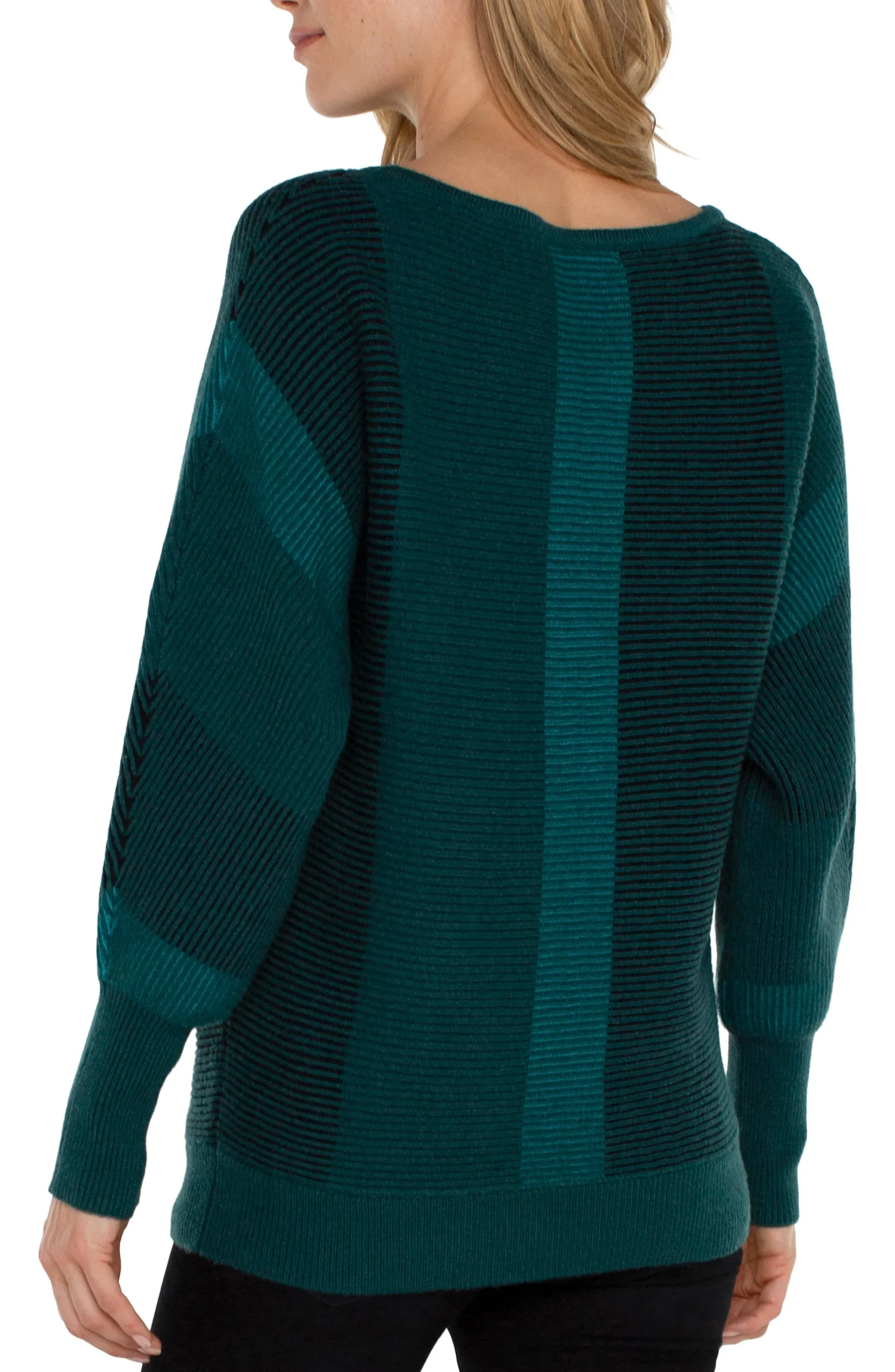 Liverpool Los Angeles Tops-PETITE BOAT NECK DOLMAN SWEATER Malachitemulti