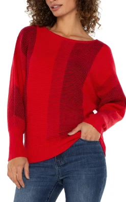 Liverpool Los Angeles Tops-PETITE BOAT NECK DOLMAN SWEATER Tangoredmulti