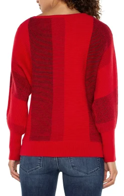Liverpool Los Angeles Tops-PETITE BOAT NECK DOLMAN SWEATER Tangoredmulti
