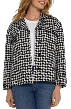 Liverpool Los Angeles Jackets-PETITE BOXY SHACKET Blackwhitehoundstooth