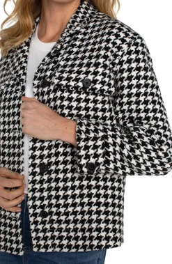Liverpool Los Angeles Jackets-PETITE BOXY SHACKET Blackwhitehoundstooth