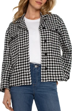 Liverpool Los Angeles Jackets-PETITE BOXY SHACKET Blackwhitehoundstooth