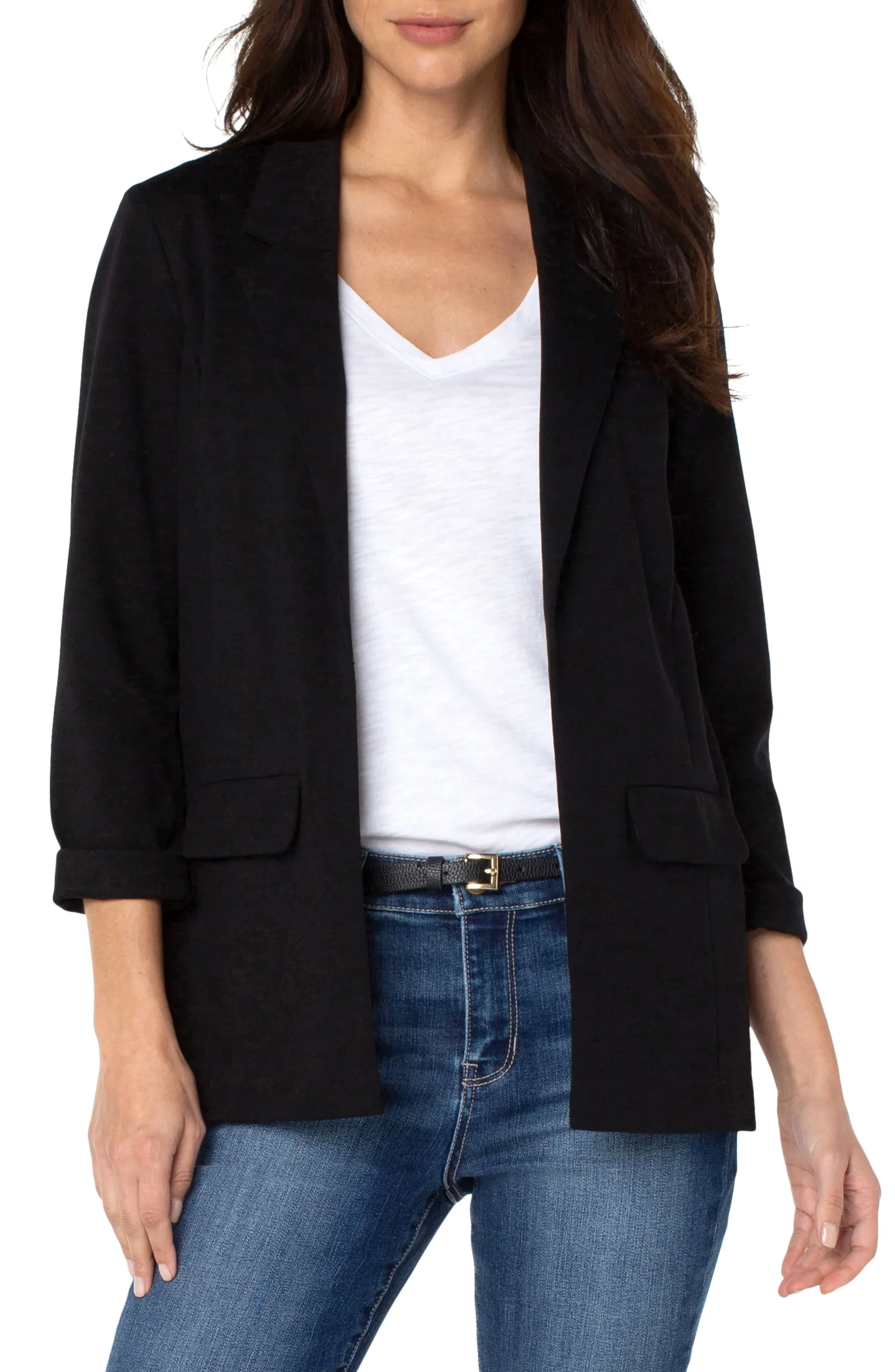 Liverpool Los Angeles Jackets-PETITE BOYFRIEND BLAZER WITH PRINCESS DARTS Black