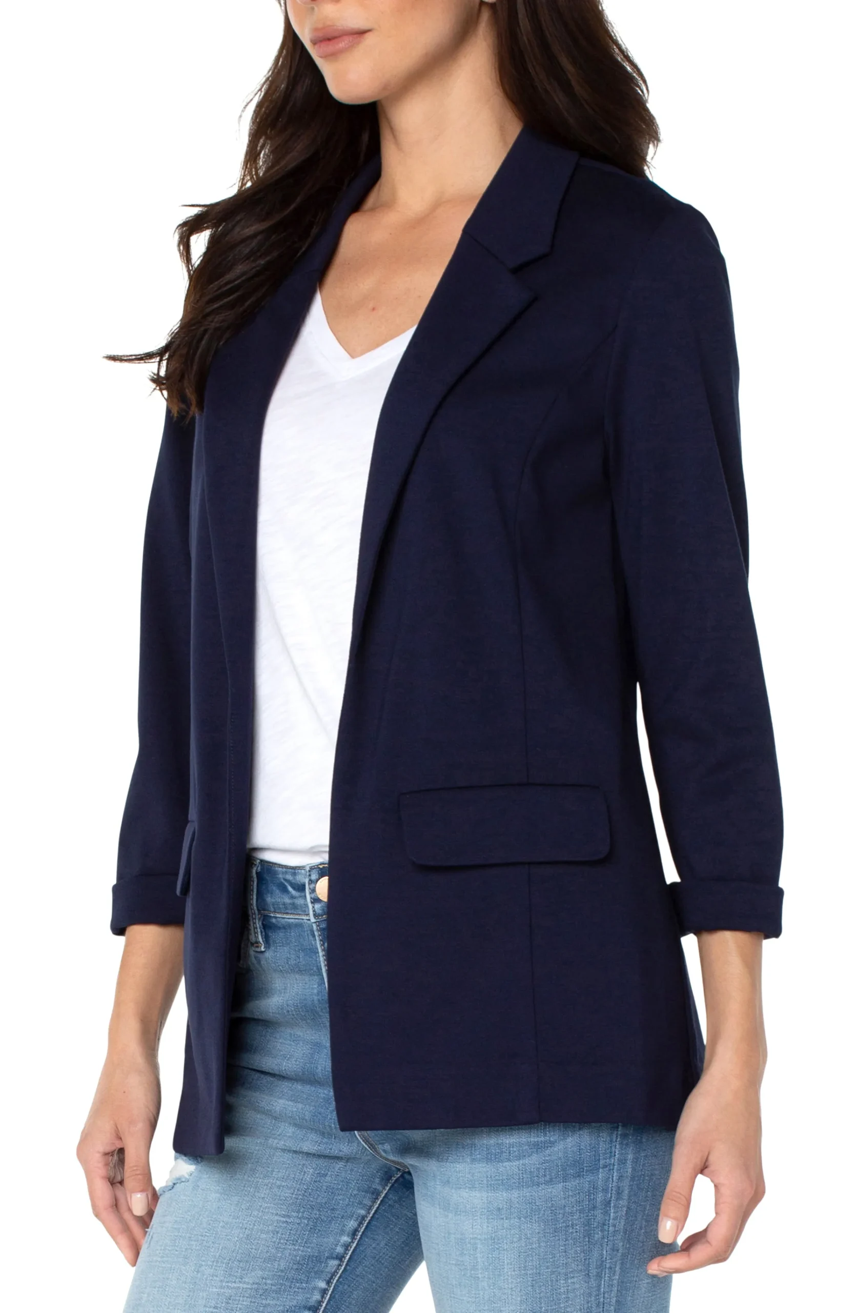 Liverpool Los Angeles Jackets-PETITE BOYFRIEND BLAZER WITH PRINCESS DARTS Cadetblue