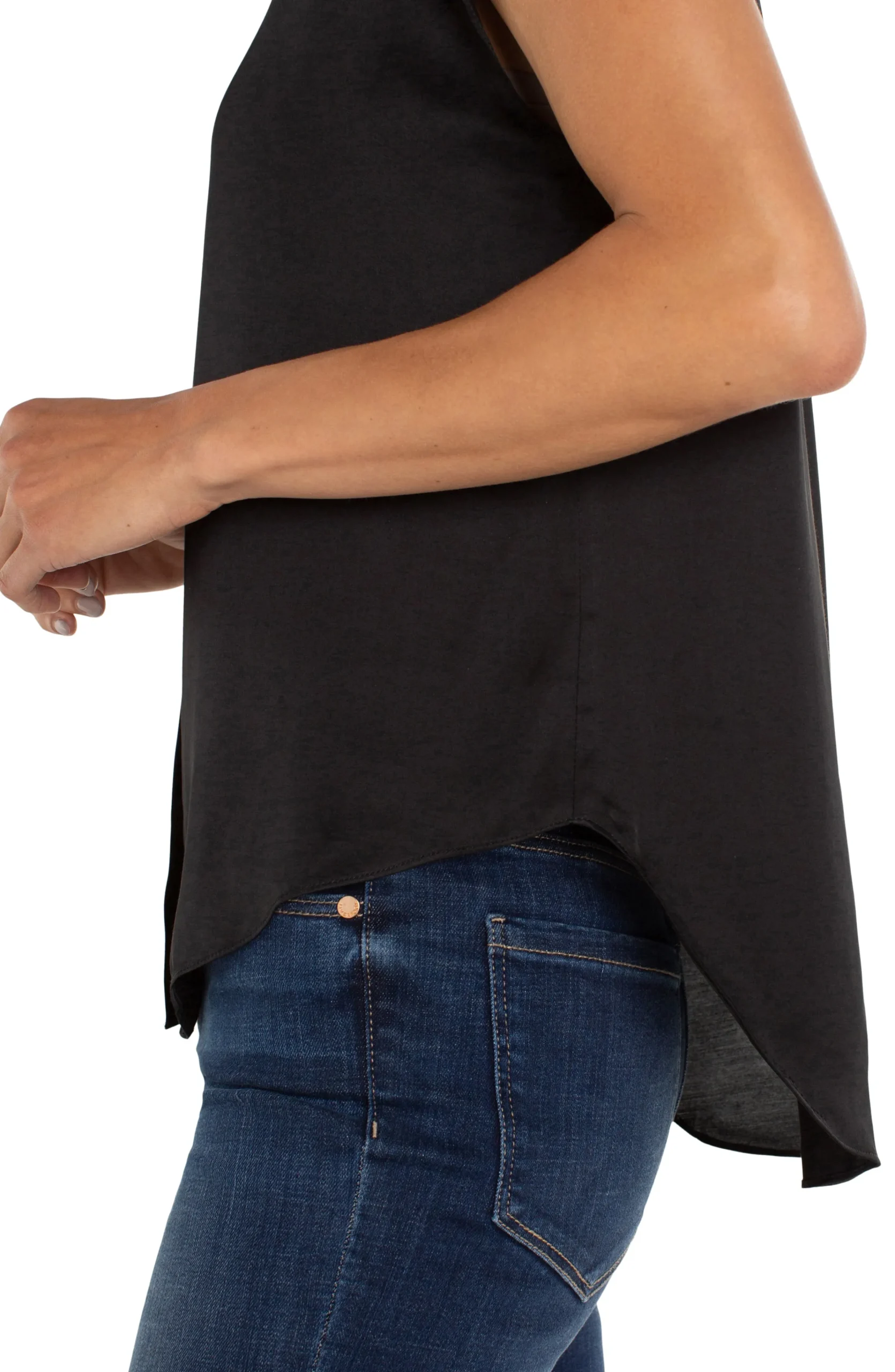 Liverpool Los Angeles Tops-PETITE BUTTON FRONT DOLMAN SLEEVE BLOUSE Black