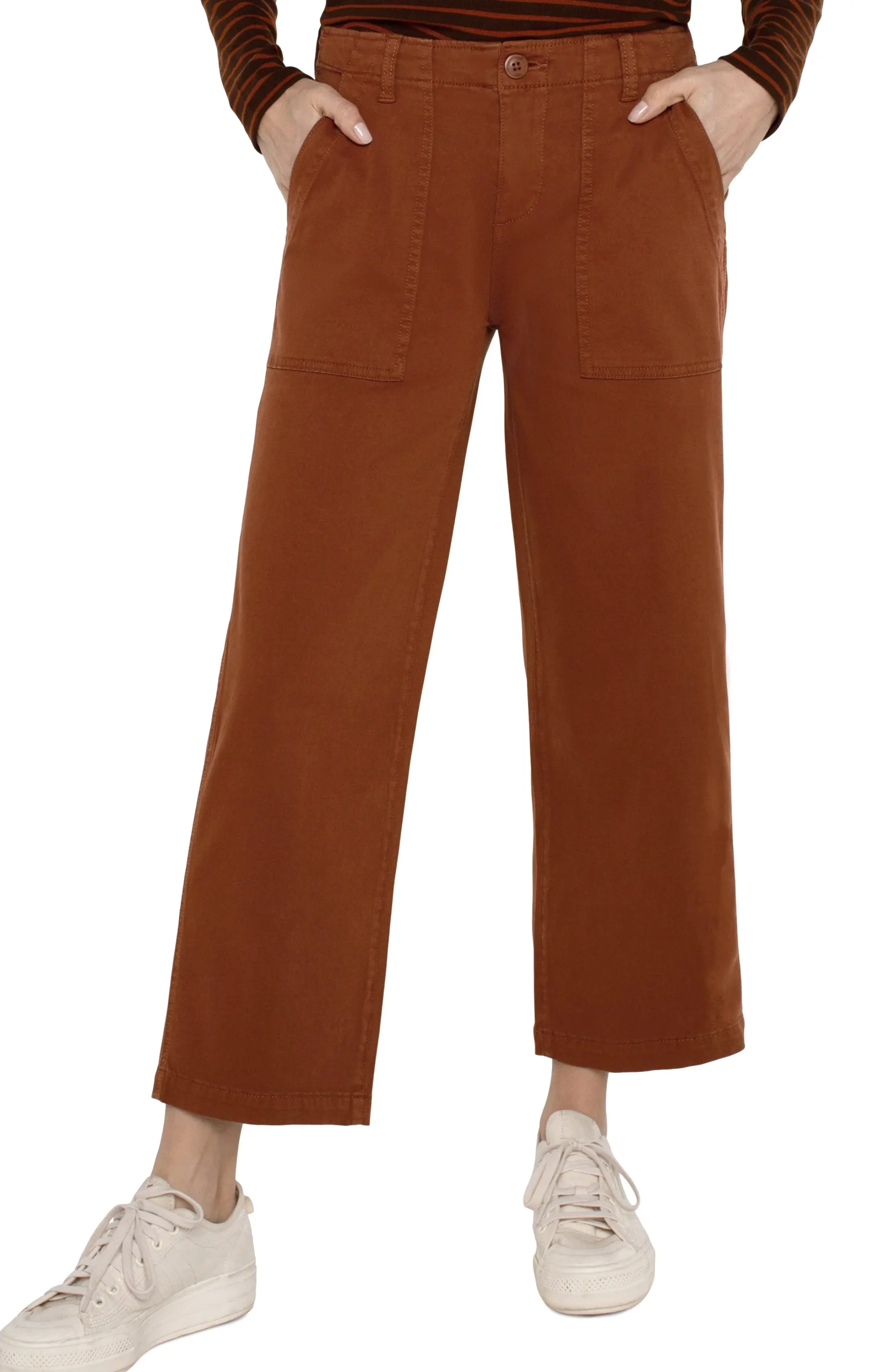 Liverpool Los Angeles Pants-PETITE CARGO WIDE LEG CROP Burlywood