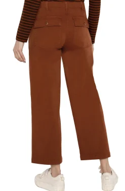 Liverpool Los Angeles Pants-PETITE CARGO WIDE LEG CROP Burlywood