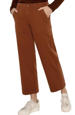 Liverpool Los Angeles Pants-PETITE CARGO WIDE LEG CROP Burlywood