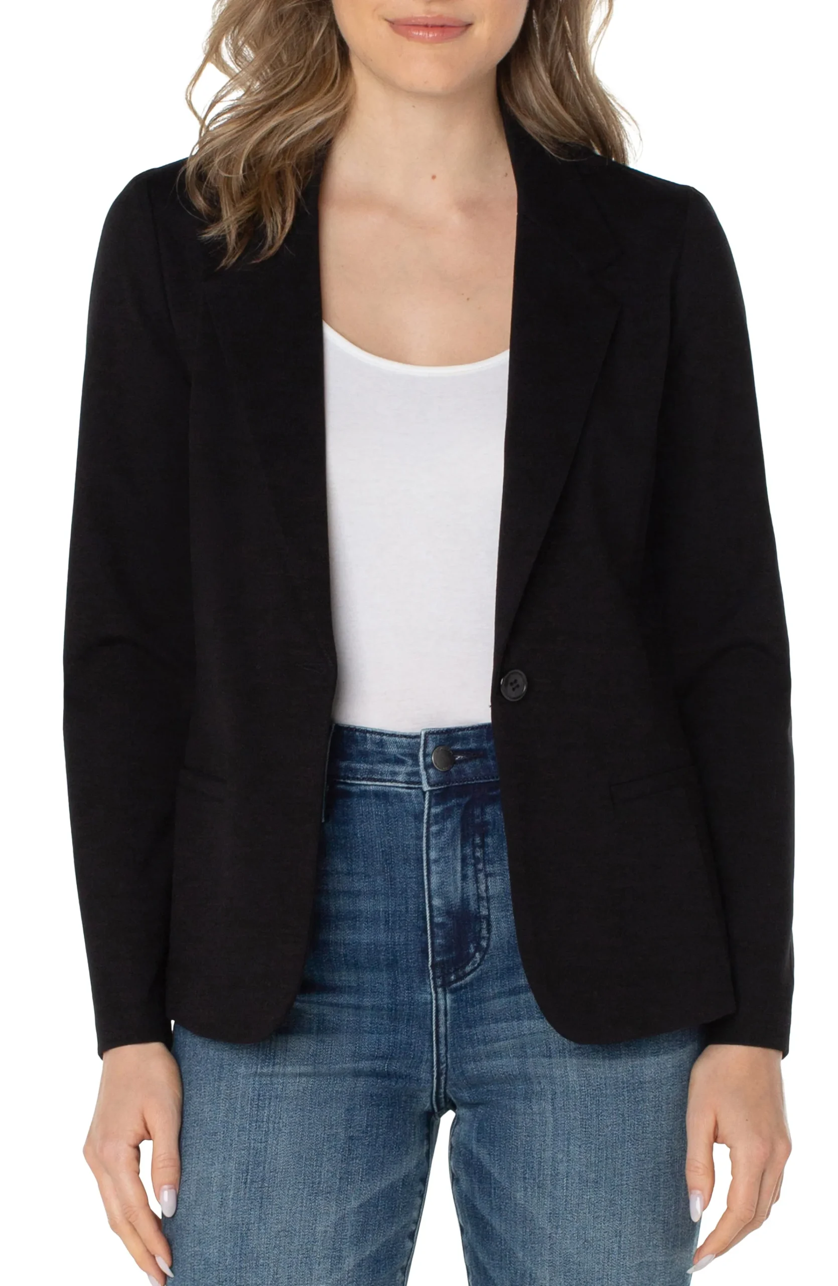 Liverpool Los Angeles Jackets-PETITE FITTED BLAZER Black