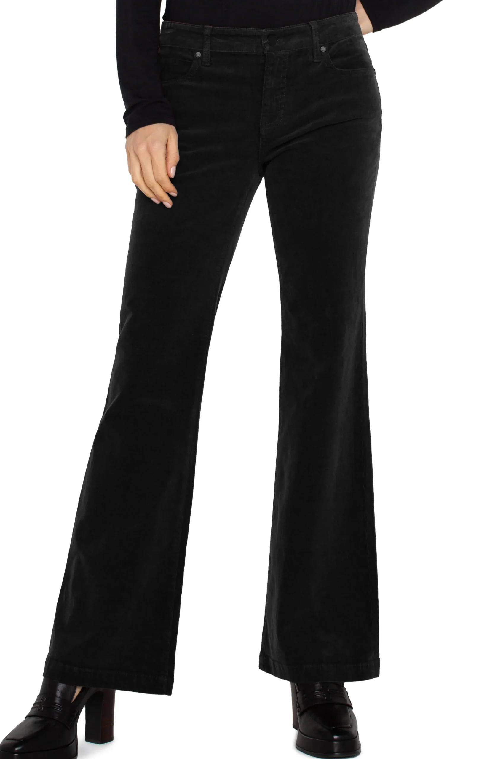 Liverpool Los Angeles Pants-PETITE HANNAH FLARE CORDUROY Onyx