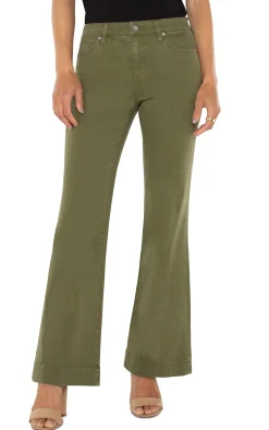 Liverpool Los Angeles Jeans-PETITE HANNAH FLARE WITH WIDE HEM Spanisholive