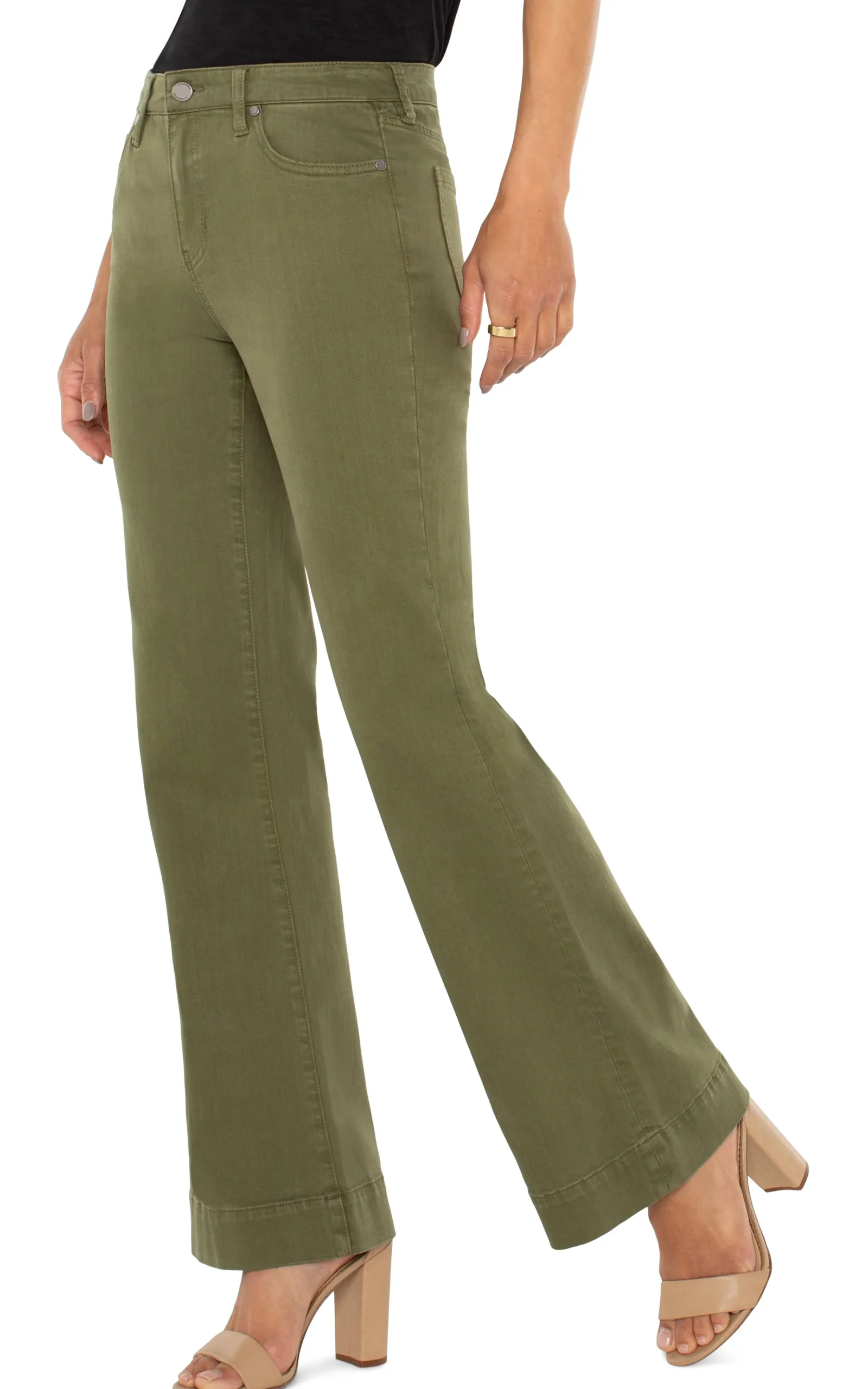 Liverpool Los Angeles Jeans-PETITE HANNAH FLARE WITH WIDE HEM Spanisholive