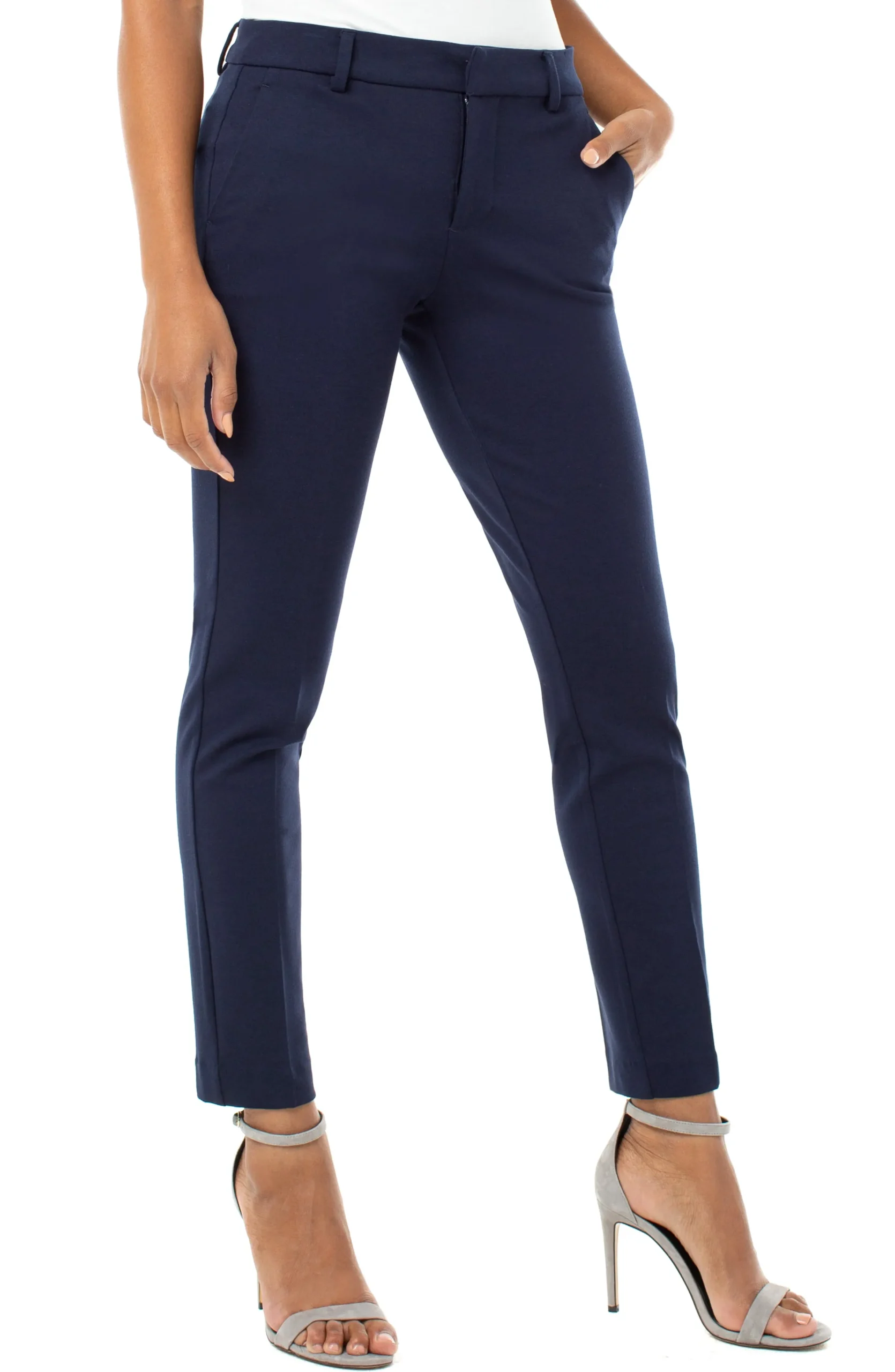 Liverpool Los Angeles Pants-PETITE KELSEY KNIT TROUSER SUPER STRETCH Cadetblue