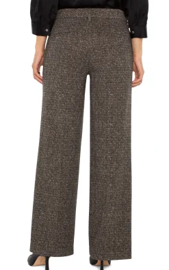 Liverpool Los Angeles Pants-PETITE KELSEY WIDE LEG TROUSER Blacktanherringbone