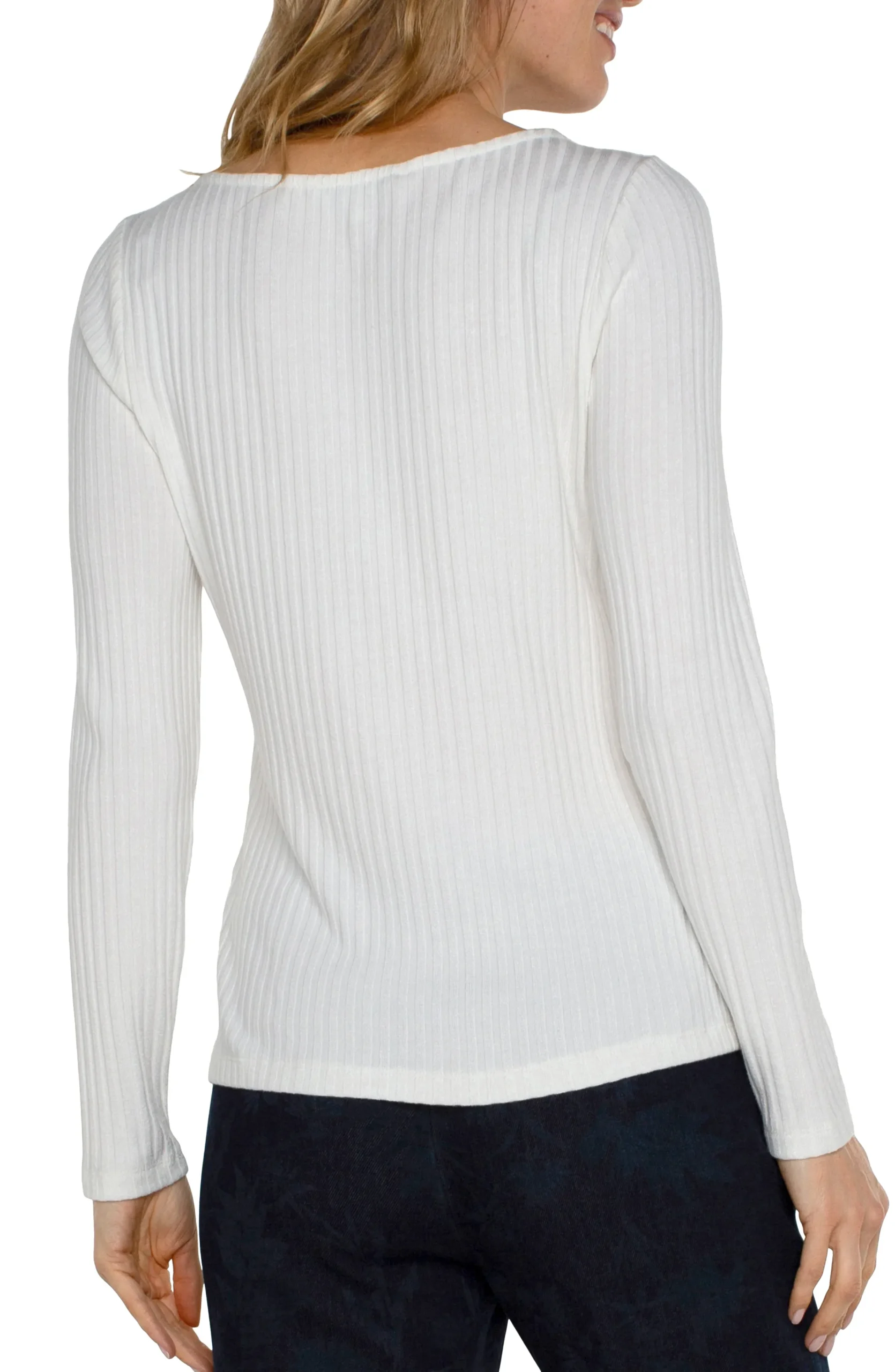 Liverpool Los Angeles Tops-PETITE LONG SLEEVE BOAT NECK KNIT TOP Snow