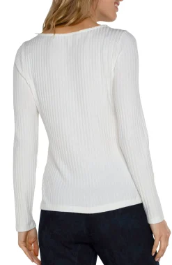 Liverpool Los Angeles Tops-PETITE LONG SLEEVE BOAT NECK KNIT TOP Snow