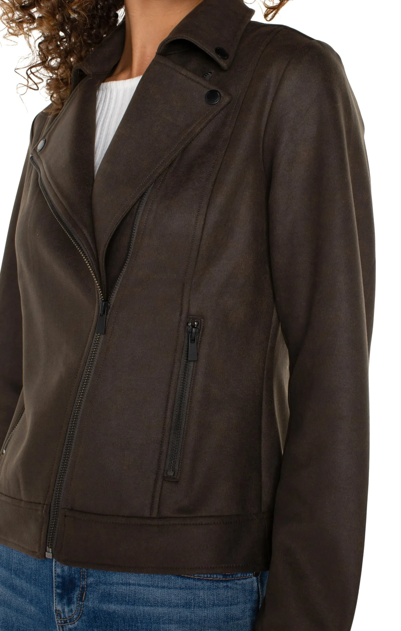Liverpool Los Angeles Jackets-PETITE MOTO JACKET Blackolive