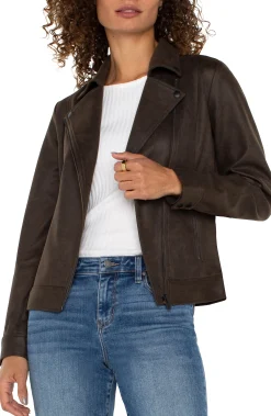 Liverpool Los Angeles Jackets-PETITE MOTO JACKET Blackolive