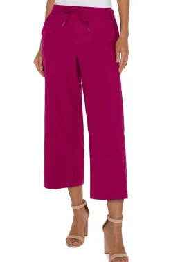 Liverpool Los Angeles Pants-PETITE PULL-ON WIDE LEG CROP TROUSER Fuchsiakiss