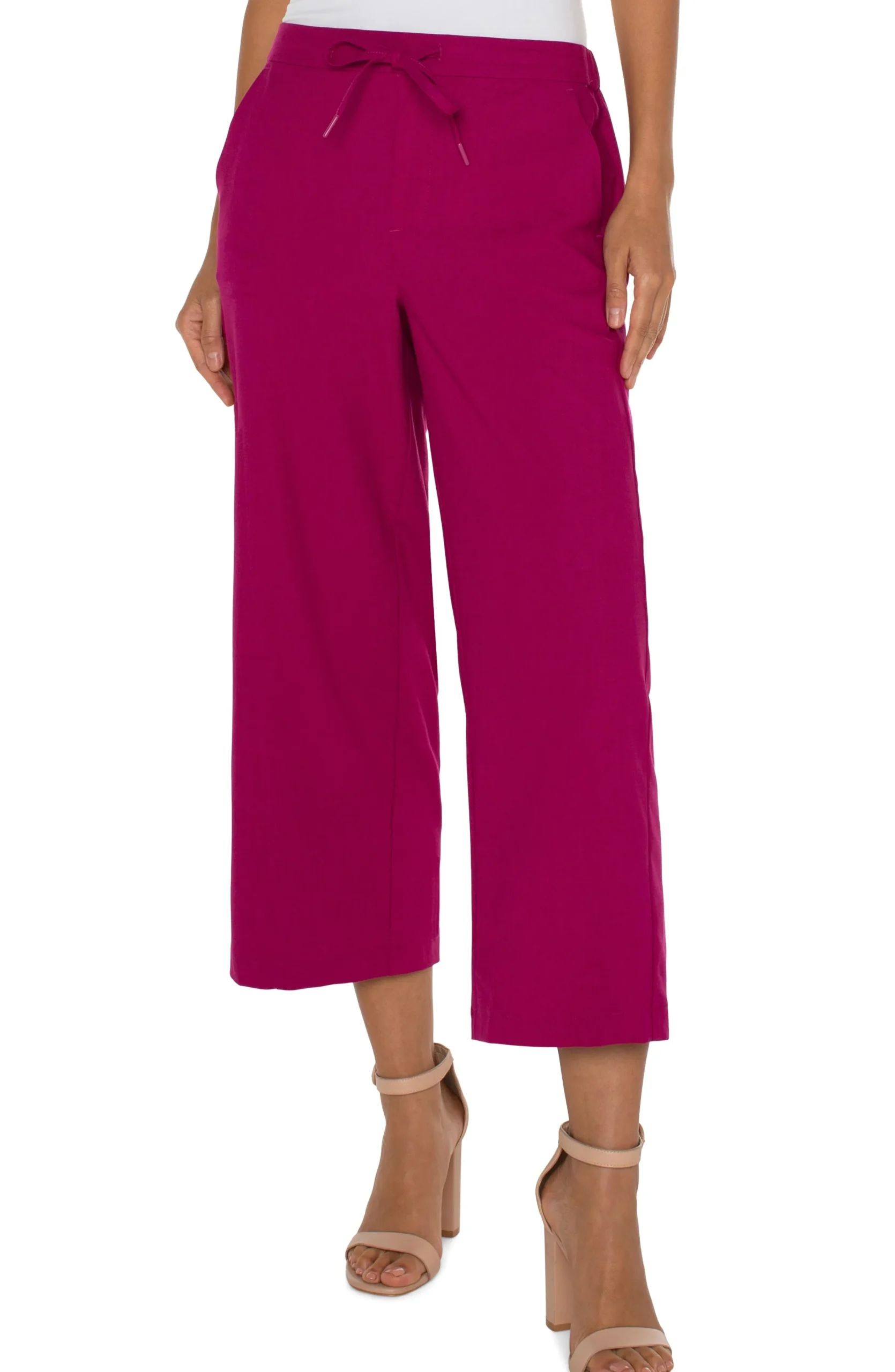 Liverpool Los Angeles Pants-PETITE PULL-ON WIDE LEG CROP TROUSER Fuchsiakiss