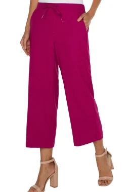 Liverpool Los Angeles Pants-PETITE PULL-ON WIDE LEG CROP TROUSER Fuchsiakiss