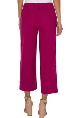 Liverpool Los Angeles Pants-PETITE PULL-ON WIDE LEG CROP TROUSER Fuchsiakiss