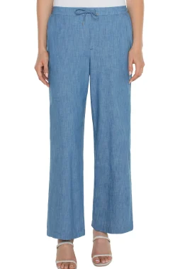 Liverpool Los Angeles Pants-PETITE RELAXED WIDE LEG Chambray