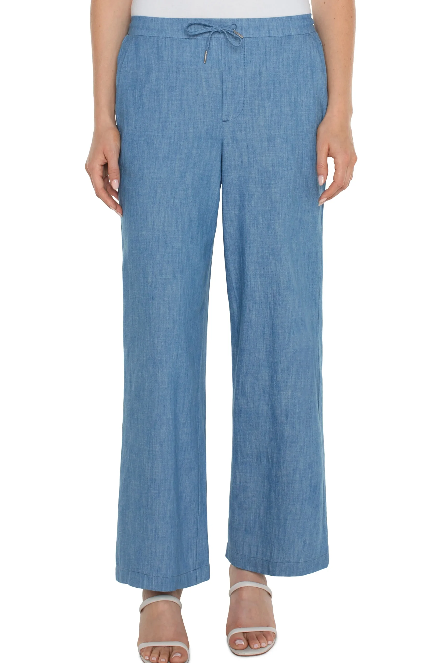 Liverpool Los Angeles Pants-PETITE RELAXED WIDE LEG Chambray