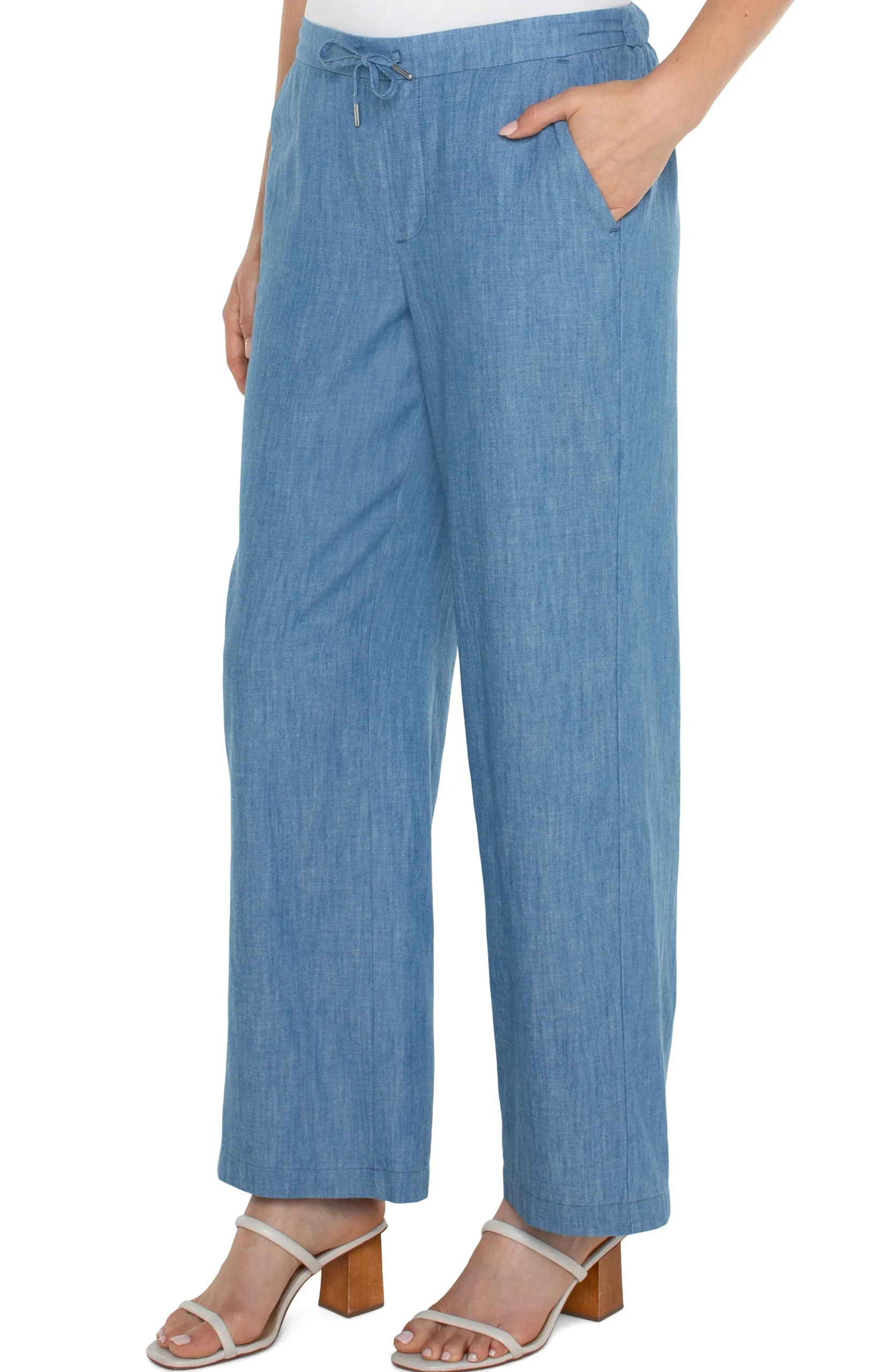 Liverpool Los Angeles Pants-PETITE RELAXED WIDE LEG Chambray