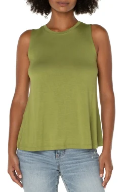 Liverpool Los Angeles Tops-PETITE SLEEVELESS SCOOP NECK TANK Avocado