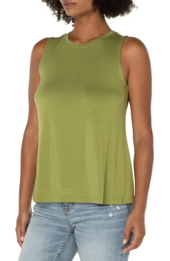 Liverpool Los Angeles Tops-PETITE SLEEVELESS SCOOP NECK TANK Avocado