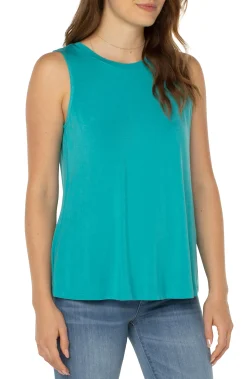 Liverpool Los Angeles Tops-PETITE SLEEVELESS SCOOP NECK TANK Baltic