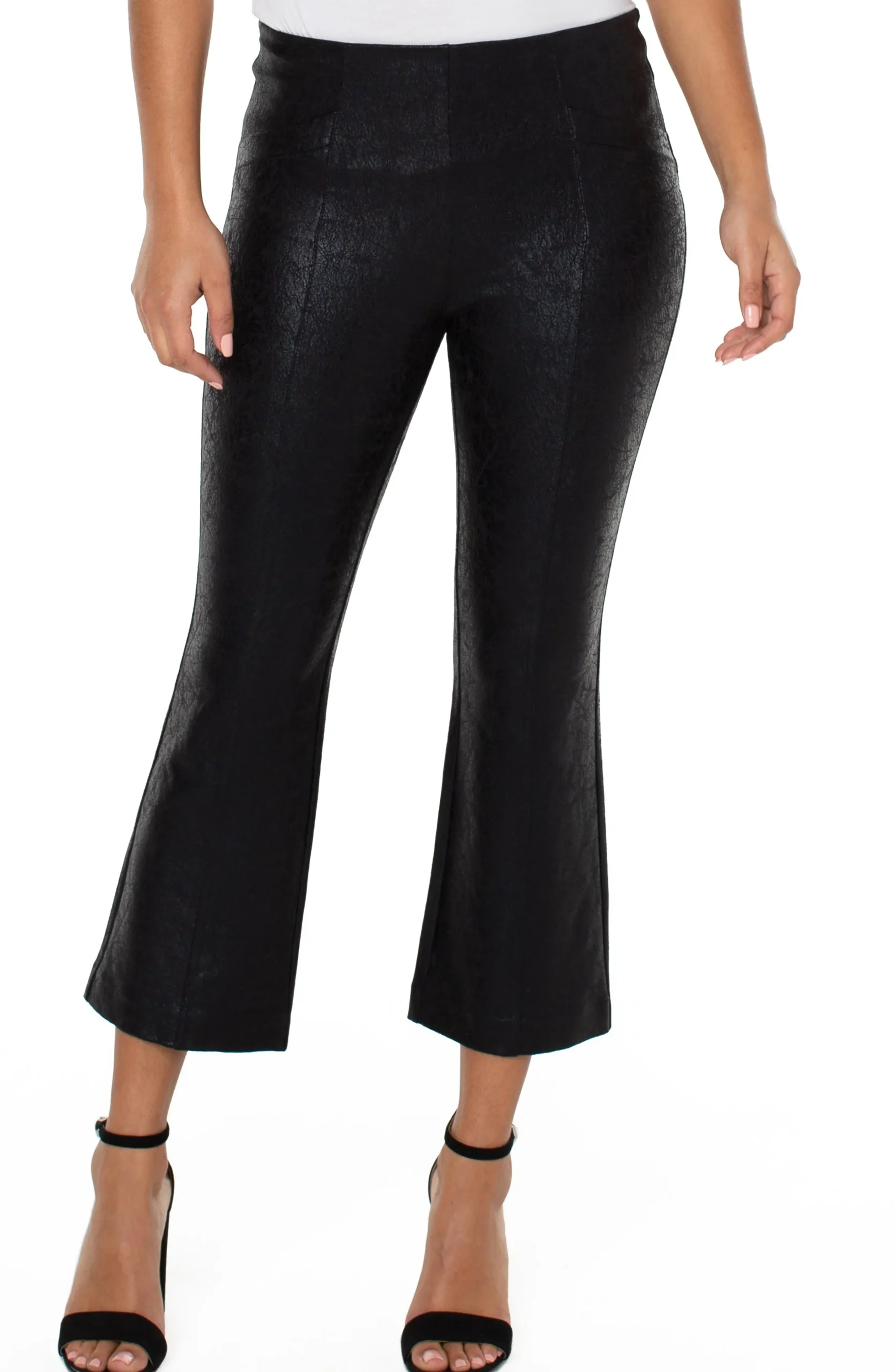 Liverpool Los Angeles Pants-PETITE STELLA KICK FLARE WITH WELT POCKETS Blackcracklecoated